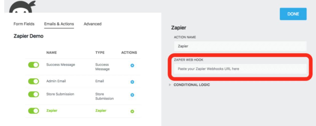 Zapier Web Hook Field - WordPress - Ninja Forms